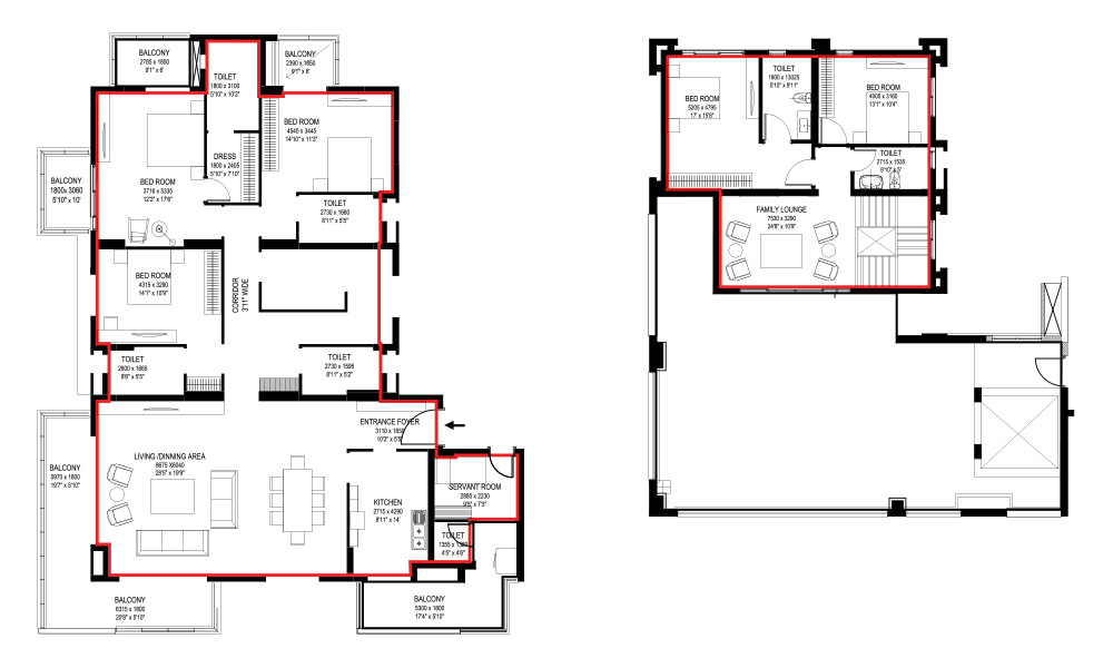 3BHK+S Tower F unit plan